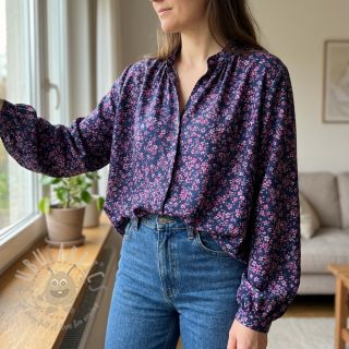 Pamuk Simie flowers navy digital print