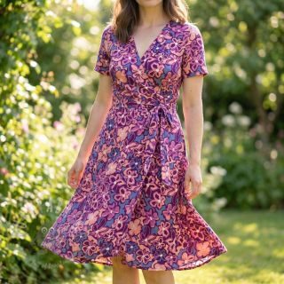 Viskoza STRETCH Flowers Junie purple