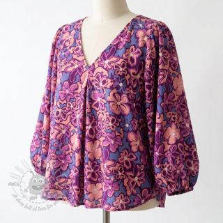 Viskoza STRETCH Flowers Junie purple