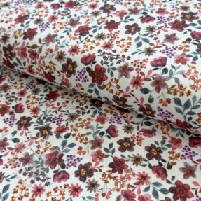 Jersey Flowers burgundy digital print ORGANIC