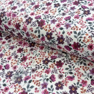 Jersey Flowers fuchsia digital print ORGANIC