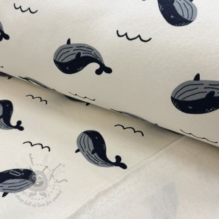 Triko materijal čupav JOGGING Whales ecru