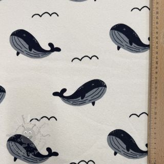 Triko materijal čupav JOGGING Whales ecru