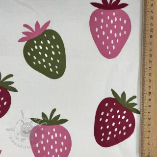 Triko materijal čupav JOGGING Strawberries ecru