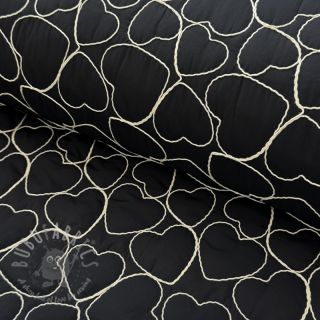 Prošivena tkanina EMBROIDERY Hearts black