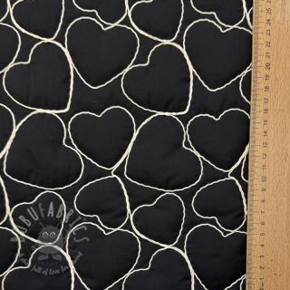 Prošivena tkanina EMBROIDERY Hearts black