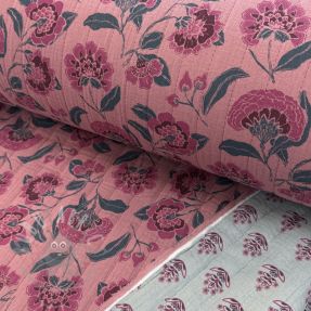 Tetra Tkanina/Muslin STEPPED Flowers mauve