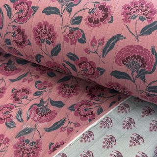 Tetra Tkanina/Muslin STEPPED Flowers mauve