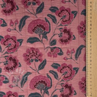 Tetra Tkanina/Muslin STEPPED Flowers mauve
