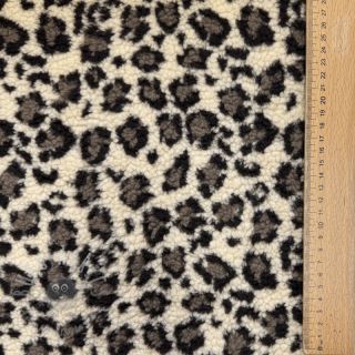 Tkanina za kapute TEDDY JACQUARD Animal skin brown