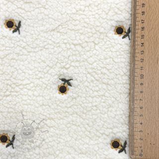 Tkanina za kapute TEDDY JACQUARD EMBROIDERY Sunflower