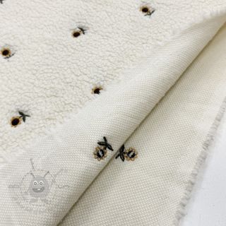 Tkanina za kapute TEDDY JACQUARD EMBROIDERY Sunflower