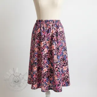 Viskoza STRETCH Flowers Junie black
