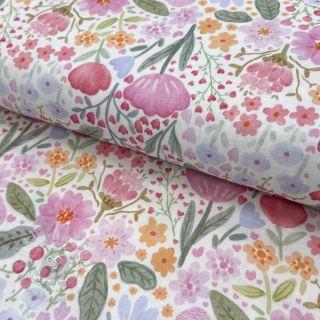 Tetra Tkanina/Muslin Flowers pink dream digital print