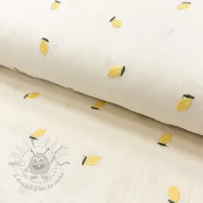 Tetra Tkanina/Muslin EMBROIDERY Fruit yellow SIMPLY NATURAL