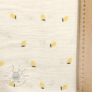 Tetra Tkanina/Muslin EMBROIDERY Fruit yellow SIMPLY NATURAL