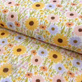 Tetra Tkanina/Muslin Flowers Hot summer digital print