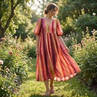 Viskoza RADIANCE Stripes burgundy digital print