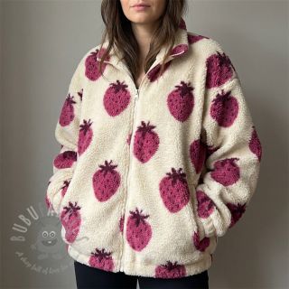 Tkanina za kapute TEDDY JACQUARD Strawberries