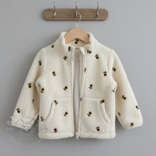 Tkanina za kapute TEDDY JACQUARD EMBROIDERY Sunflower