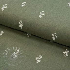Tetra Tkanina/Muslin EMBROIDERY Cactus green