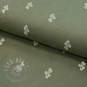 Tetra Tkanina/Muslin EMBROIDERY Cactus green