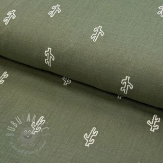 Tetra Tkanina/Muslin EMBROIDERY Cactus green