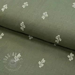 Tetra Tkanina/Muslin EMBROIDERY Cactus green