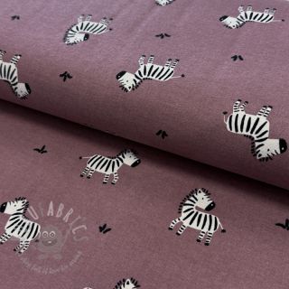 Pamuk FLANNEL Zebras mauve