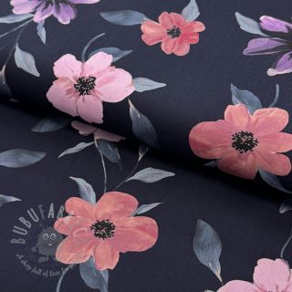 Pamuk VISCOSE Flowers navy digital print