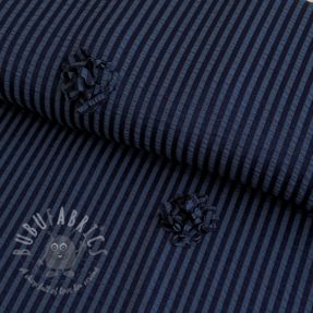 Viskoza YARN DYED Stripes and flowers navy