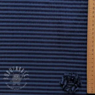 Viskoza YARN DYED Stripes and flowers navy