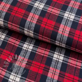 Viskoza Scottish Check YARN DYED BRUSHED Atlas red