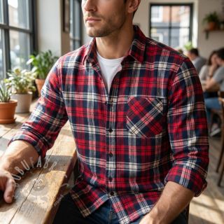 Viskoza Scottish Check YARN DYED BRUSHED Atlas red