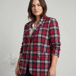 Viskoza Scottish Check YARN DYED BRUSHED Atlas red