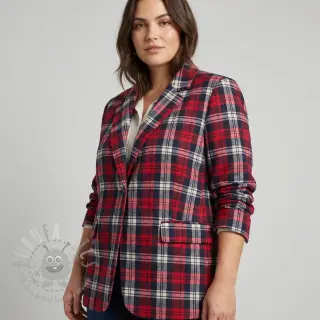 Viskoza Scottish Check YARN DYED BRUSHED Atlas red