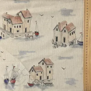 Dekorativna tkanina Linenlook Seaside House View digital print