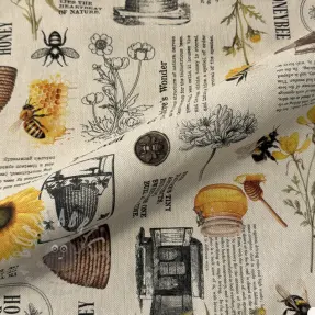 Dekorativna tkanina Linenlook Bee Honey Recipe digital print