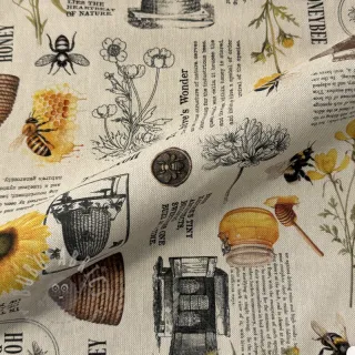 Dekorativna tkanina Linenlook Bee Honey Recipe digital print