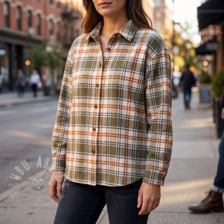 Pamuk YARN DYED BRUSHED Check Mia olive