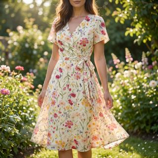 Viskoza RADIANCE Flowers Rubie digital print