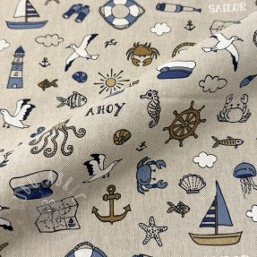 Dekorativna tkanina Linenlook premium Nautical Doodle