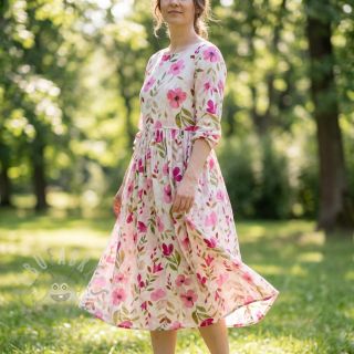 Viskoza RADIANCE Flowers Conie pink digital print