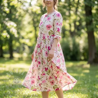 Viskoza RADIANCE Flowers Conie pink digital print