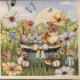 Dekorativna tkanina GOBELIN PREMIUM Floral Easter Bunny PANEL