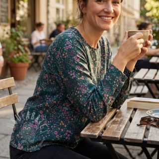 Viskoza ECOVERO Flowers Galia green