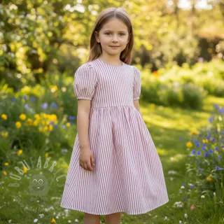Tetra Tkanina/Muslin YARN DYED Summer stripe rose