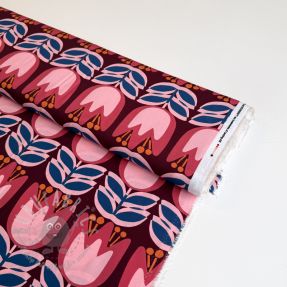 Viskoza ECOVERO Flowers Celia burgundy