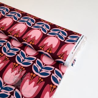 Viskoza ECOVERO Flowers Celia burgundy