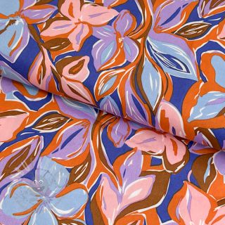 Pamuk VISCOSE Flowers dark petrol